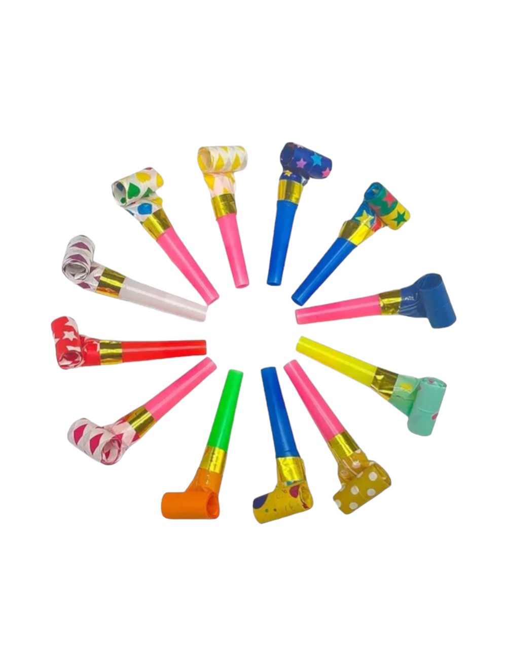 PITO X 12 PLASTICO ESPANTA SUEGRA METALIZADO