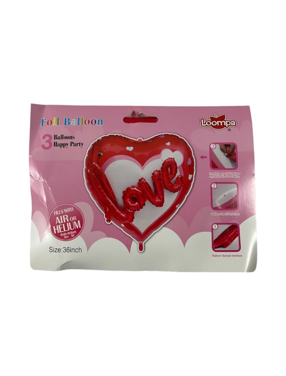 GLOBO METALIZADO 1 MT CORAZON LOVE ROJO