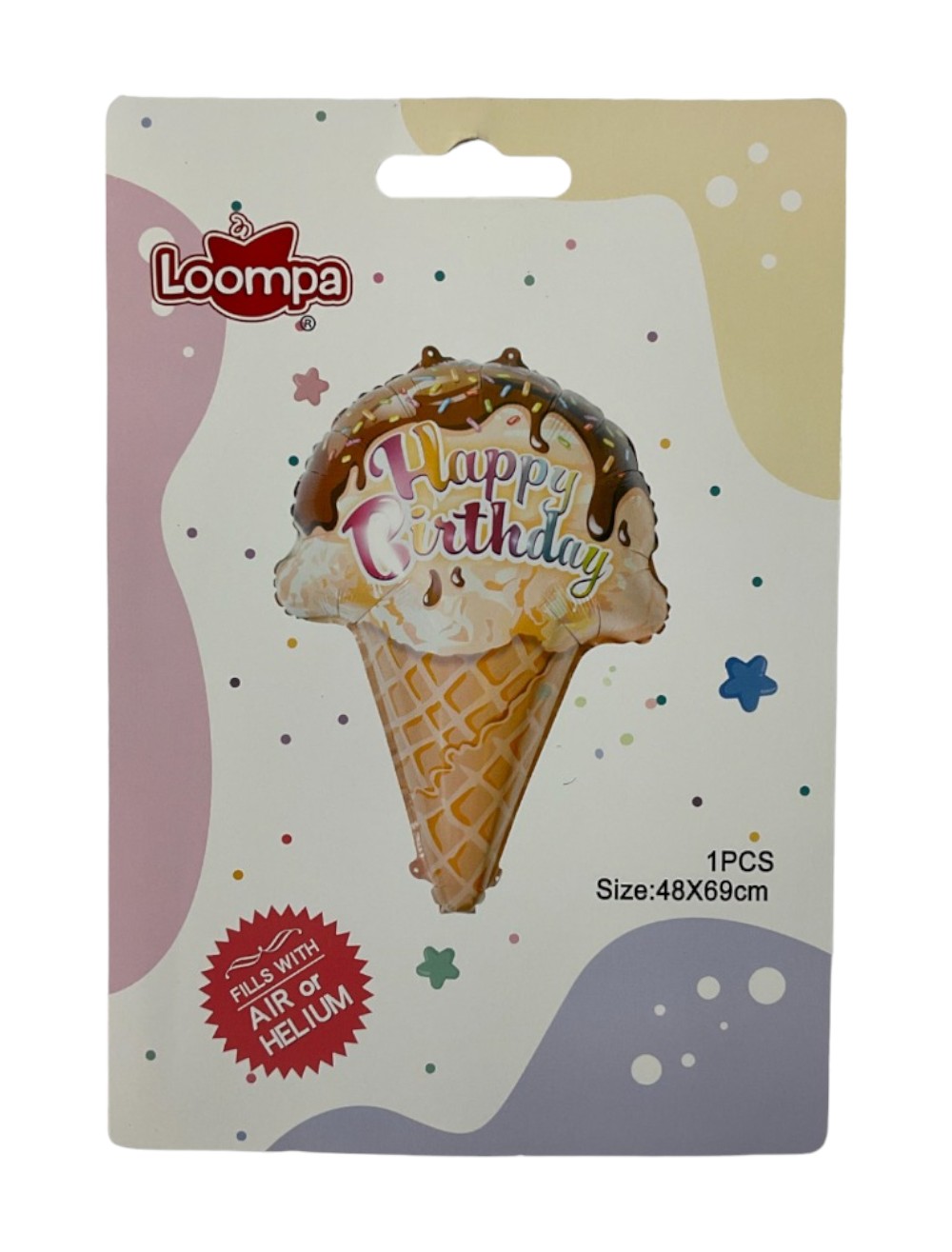 GLOBO METALIZADO CONO HELADO HAPPY BIRTHDAY