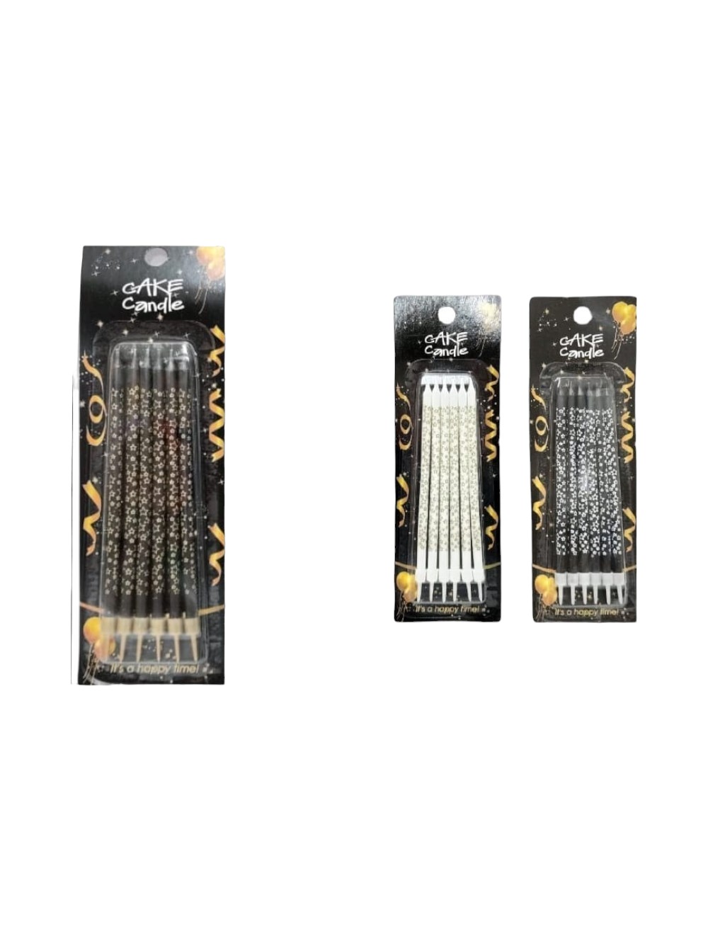 VELA X 6 NEGRAS CON ESTRELLAS 