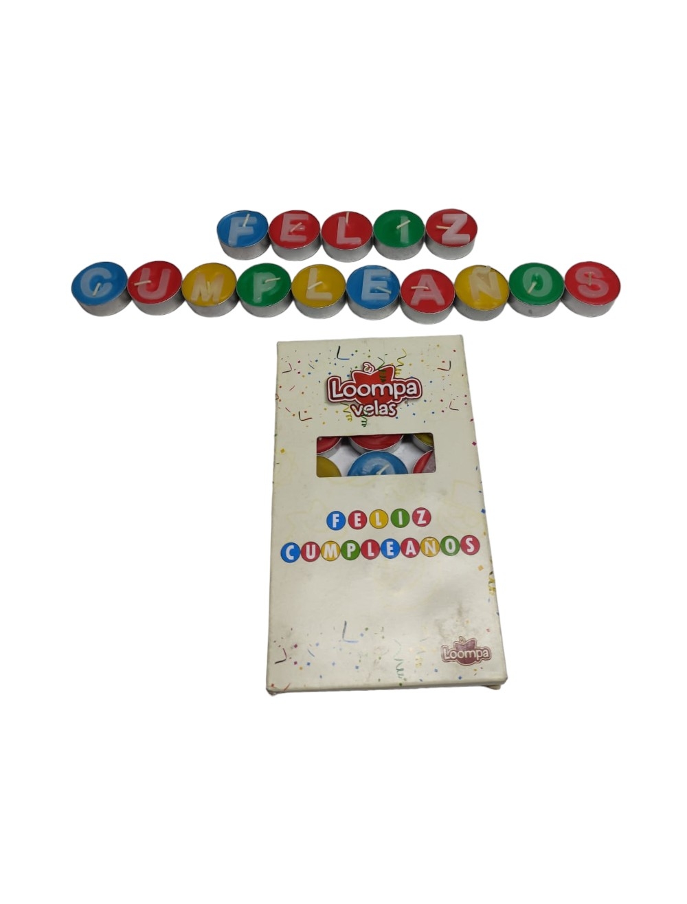 CAJA DE VELAS AGUA 15PCS  REDONDA FELIZ CUMPLEANOS  