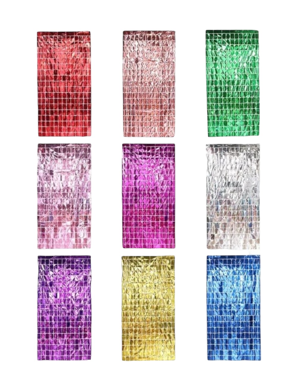 CORTINA METALIZADAS CUADROS PEQUEÑOS COLOR SURTIDO