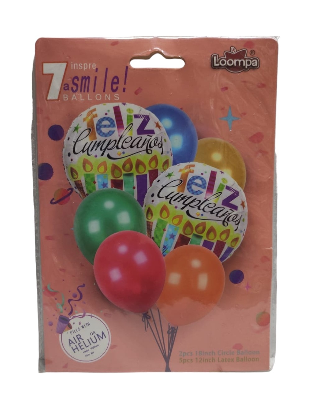 BOUQUET X 7 UNIDADES GLOBOS LATEX METAL FC  MULTICOLOR UNIUMPA