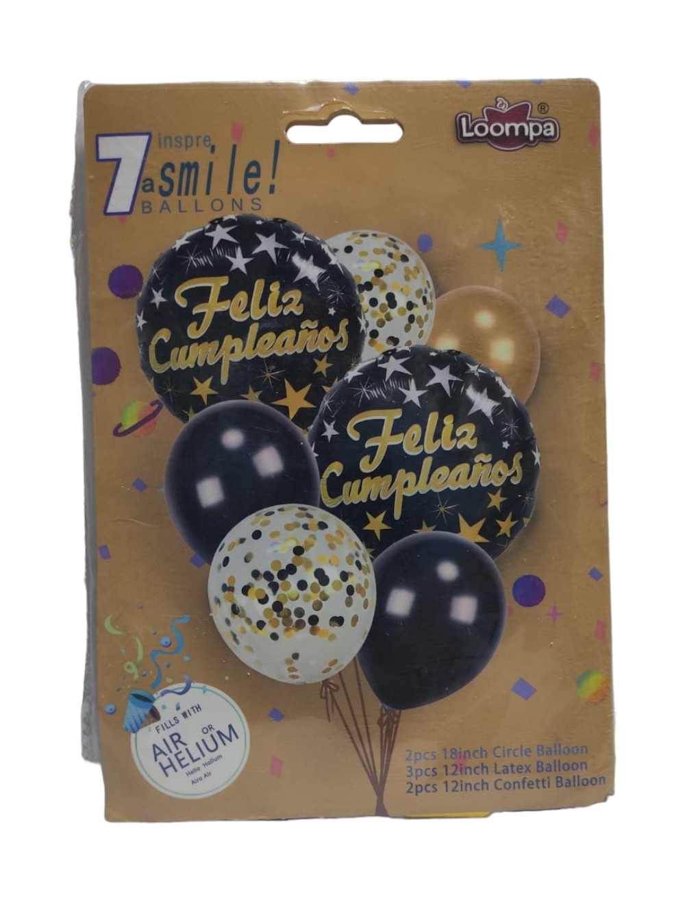 BOUQUET X7UNIDADES GLOBO OCNFETY METAL NEGRO UNIUMPA