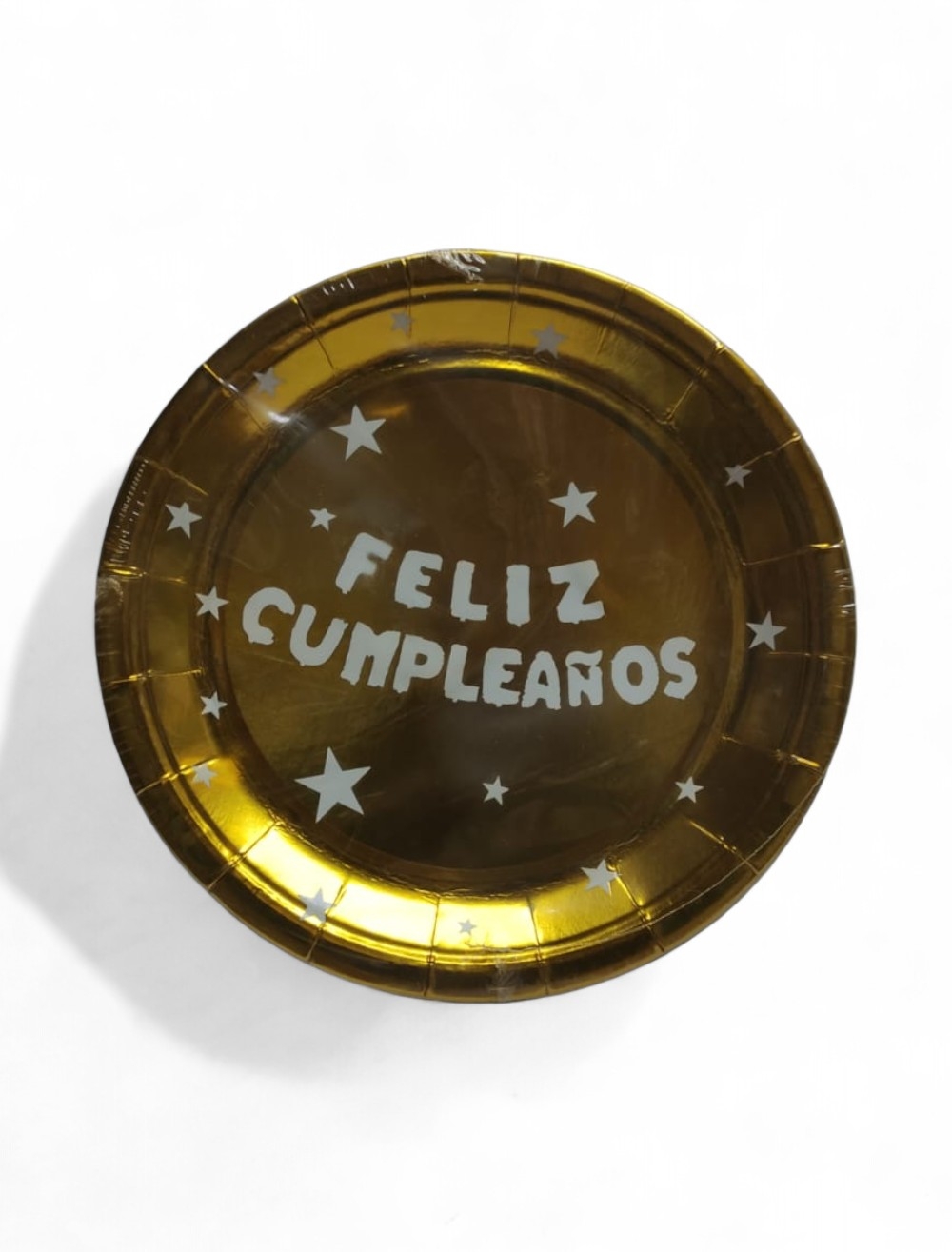 PLATOS DORADOS X 10 UNIDADES FELIZ CUMPLEAÑOS UNIUMPA
