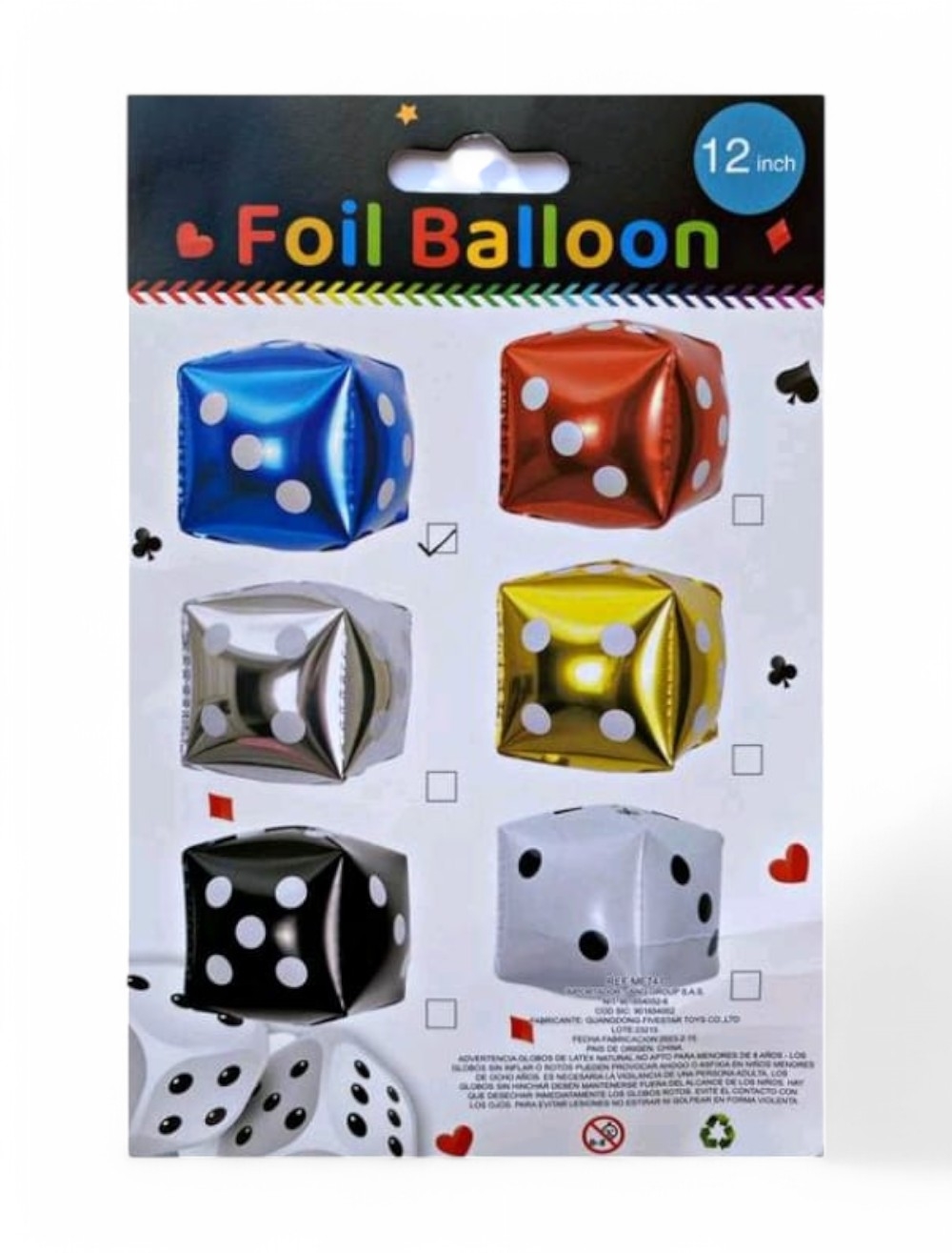 GLOBO METALIZADO DADOS X 1 UNIDAD BYS