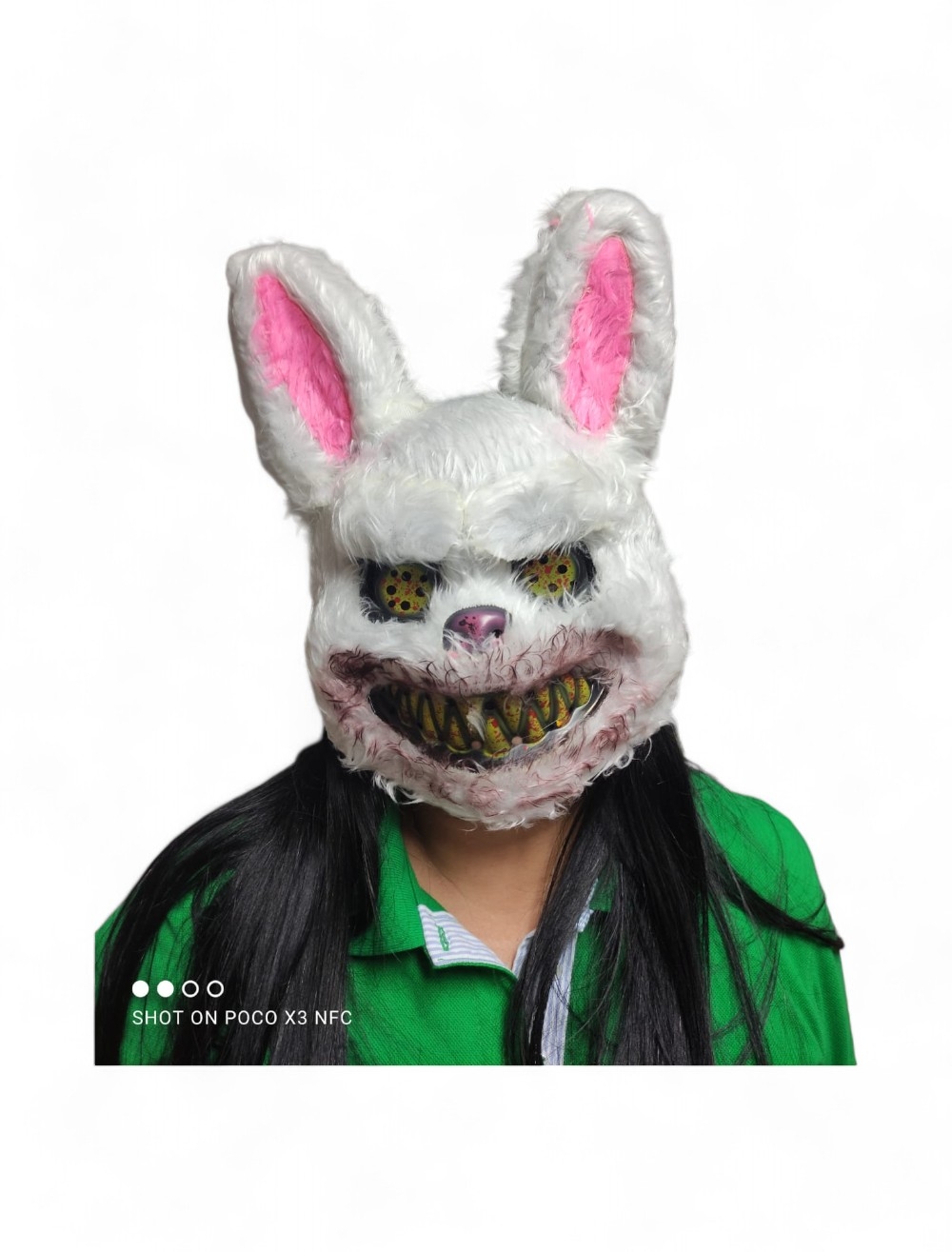 MASCARA CONEJO PELUDO  NEGRO Y BLANCO