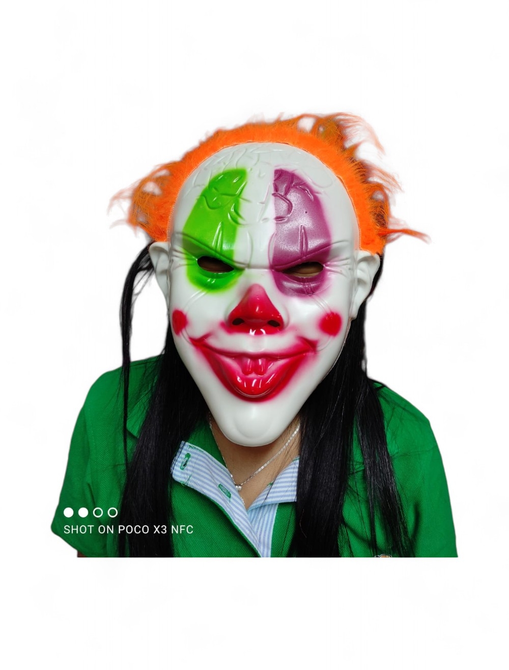 MASCARA PAYASO CON CABELLO NEON