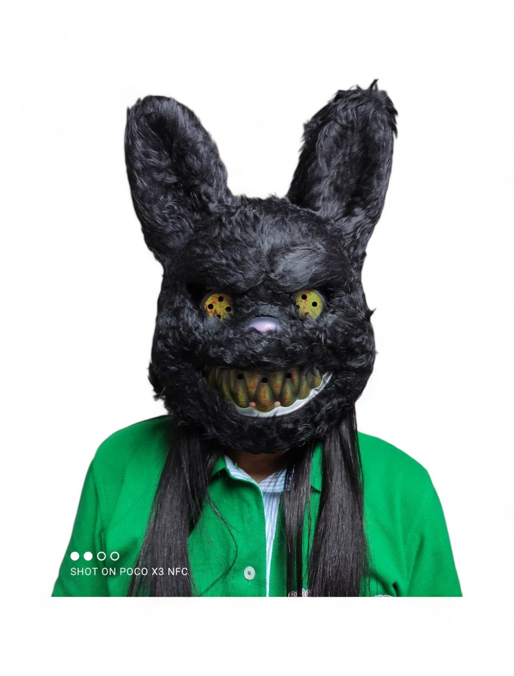 MASCARA CONEJO PELUDO BLANCO Y NEGRO 