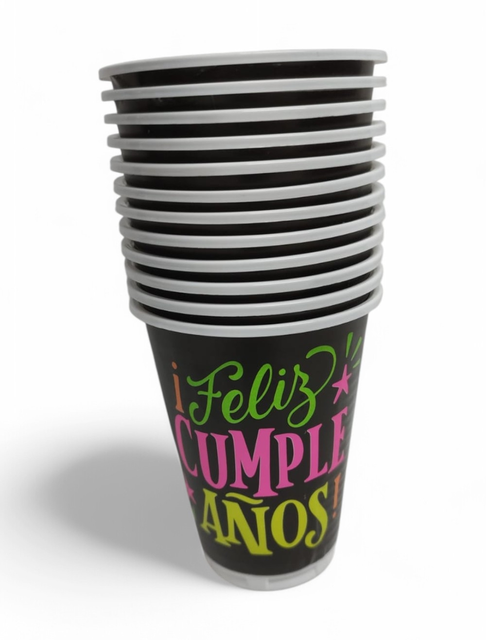VASO NEGRO NEON X 12 UNIDADES