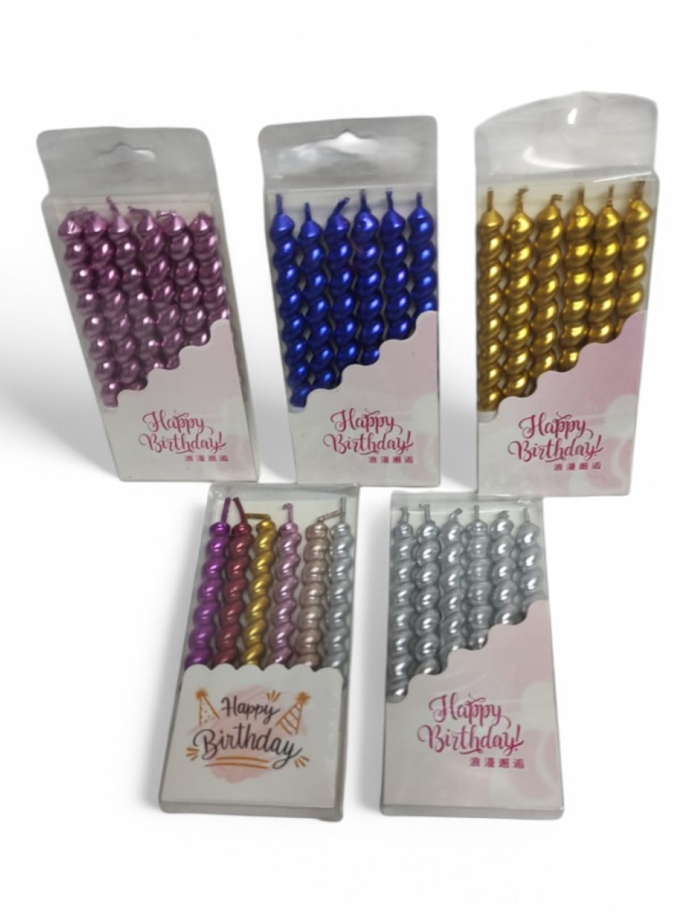 VELA TORNILLO METALIZADA X 6 UNIDADES COLORES SURTIDOS