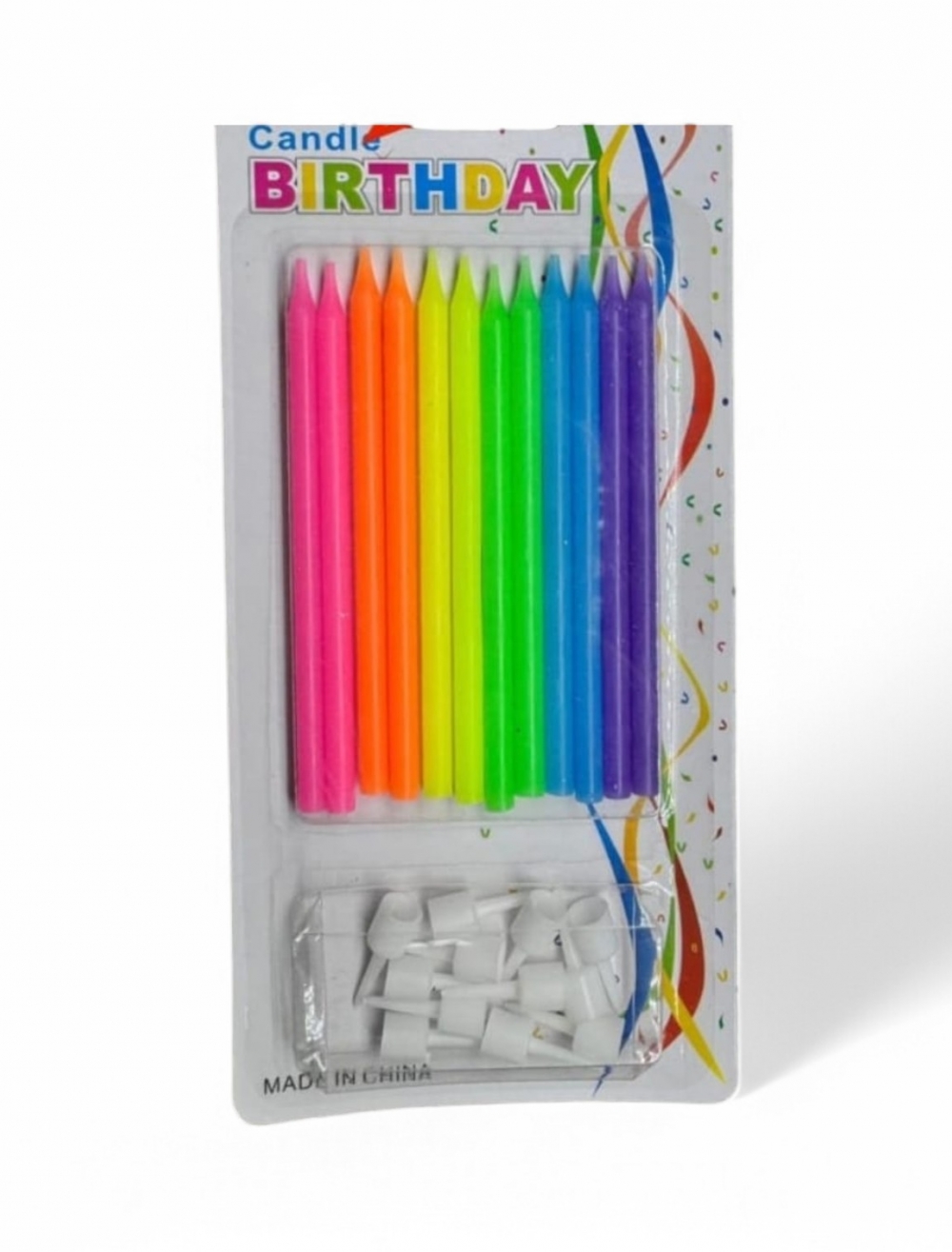 VELA NEON LISA COLORES SURTIDOS X 12 UNIDADES