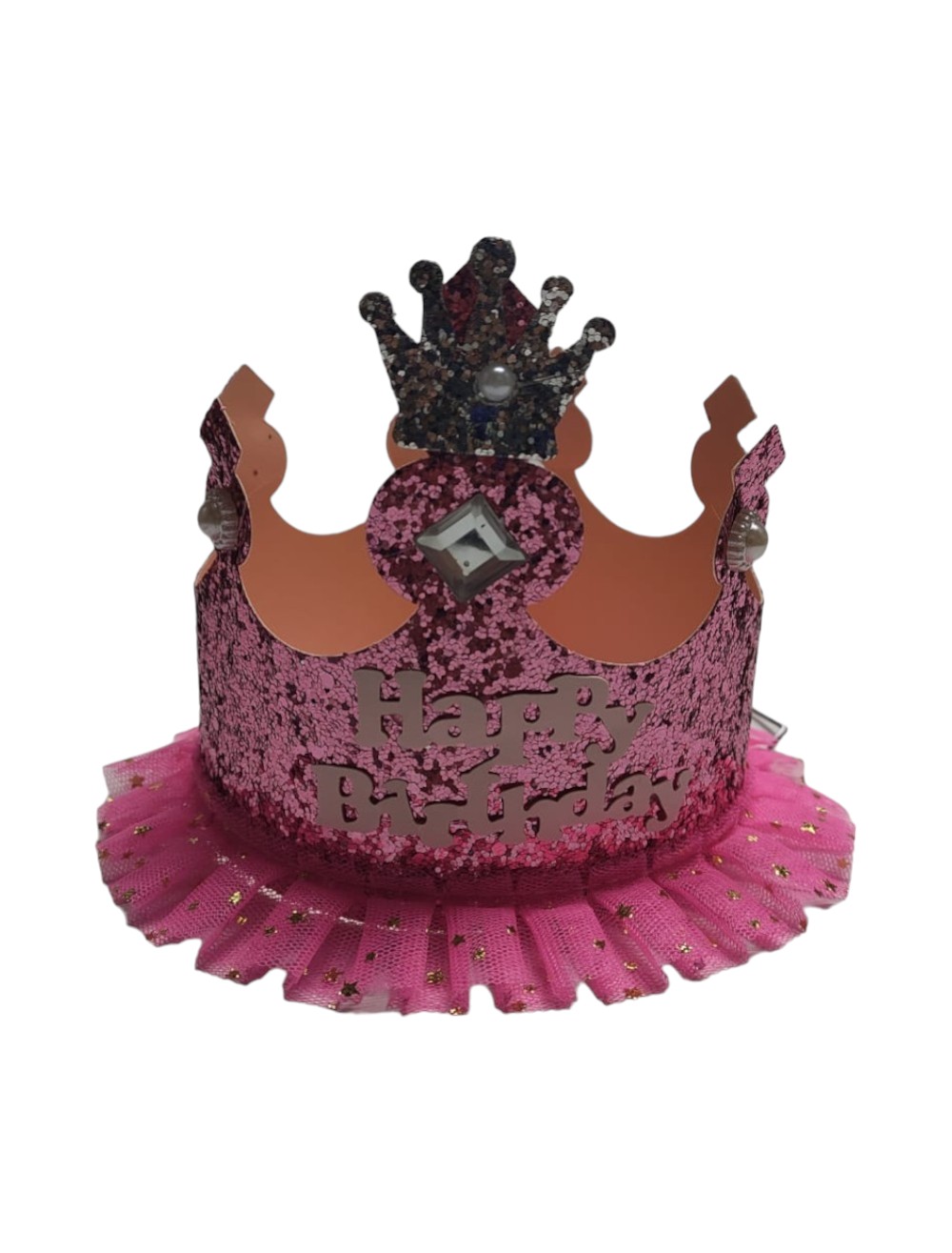 CORONA 1PCS  COLOR ROSADO TEMATICA PRINCESA HAPPY BIRTHDAY